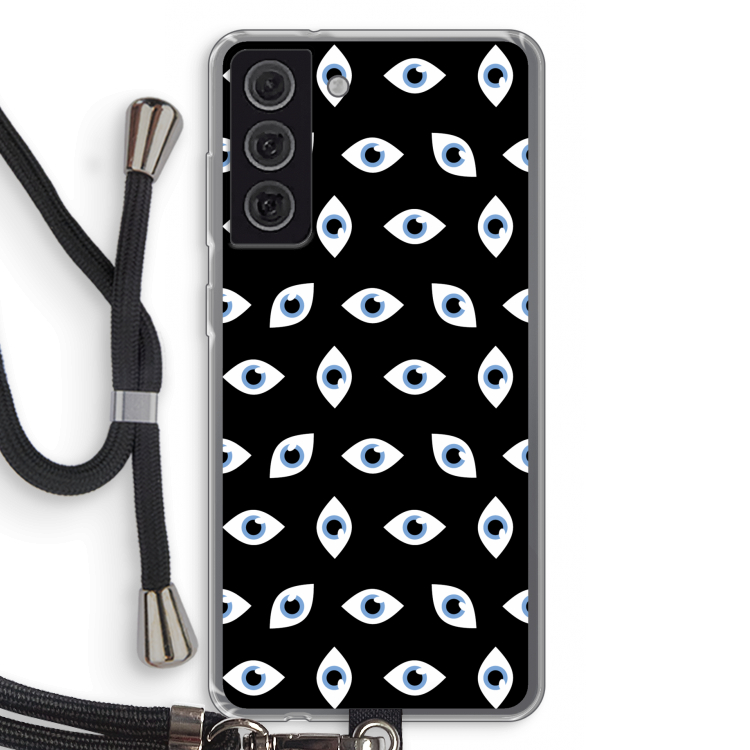 Eyes pattern: Samsung Galaxy S21 FE Transparant Hoesje met koord