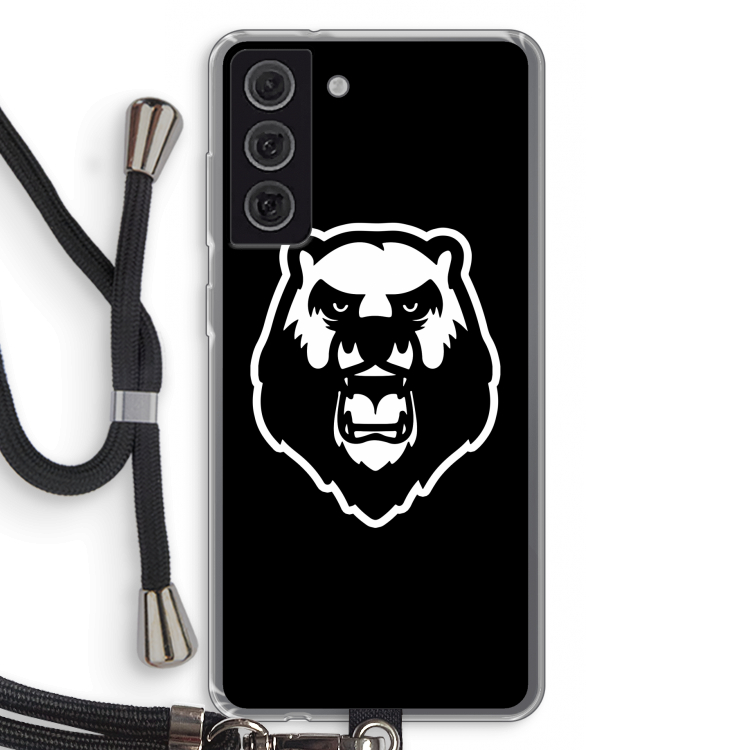 Angry Bear (black): Samsung Galaxy S21 FE Transparant Hoesje met koord