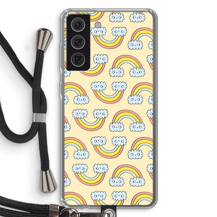 Regenboog: Samsung Galaxy S21 FE Transparant Hoesje met koord