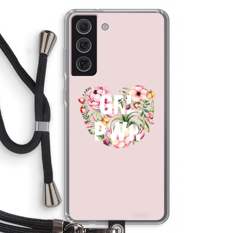 GRL PWR Flower: Samsung Galaxy S21 FE Transparant Hoesje met koord