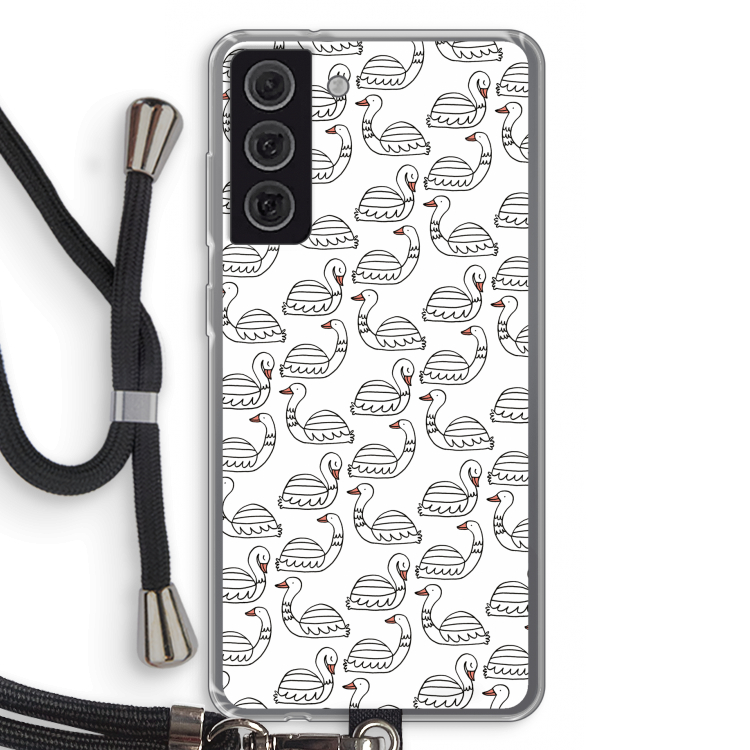 Zwanen: Samsung Galaxy S21 FE Transparant Hoesje met koord