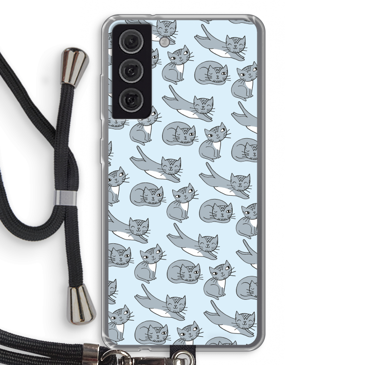 Poezen: Samsung Galaxy S21 FE Transparant Hoesje met koord