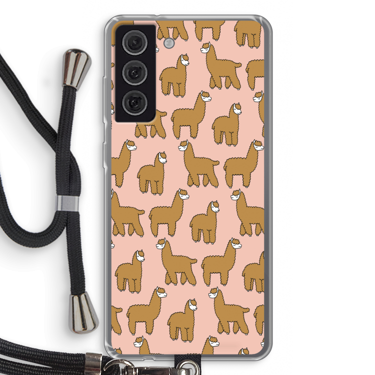 Alpacas: Samsung Galaxy S21 FE Transparant Hoesje met koord