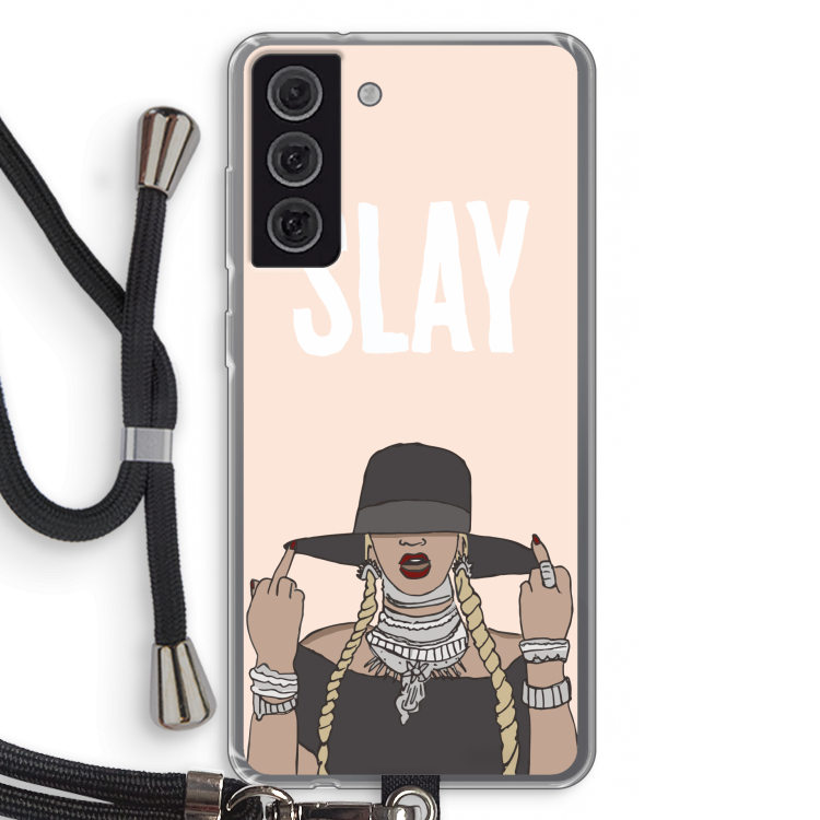 Slay All Day: Samsung Galaxy S21 FE Transparant Hoesje met koord