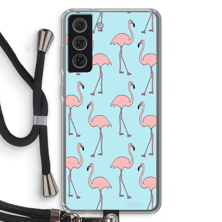 Anything Flamingoes: Samsung Galaxy S21 FE Transparant Hoesje met koord