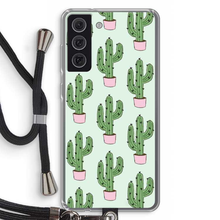 Cactus Lover: Samsung Galaxy S21 FE Transparant Hoesje met koord