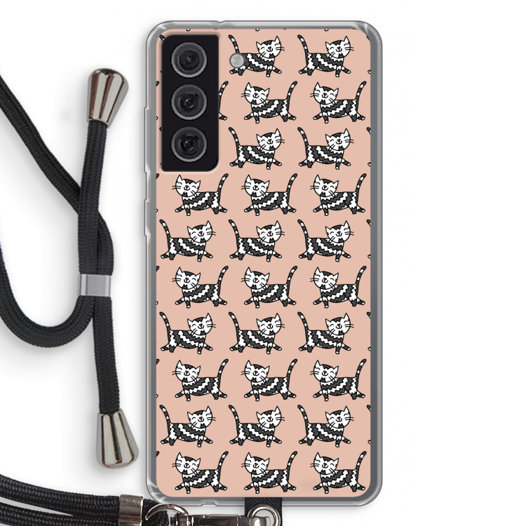 Zwarte poes: Samsung Galaxy S21 FE Transparant Hoesje met koord