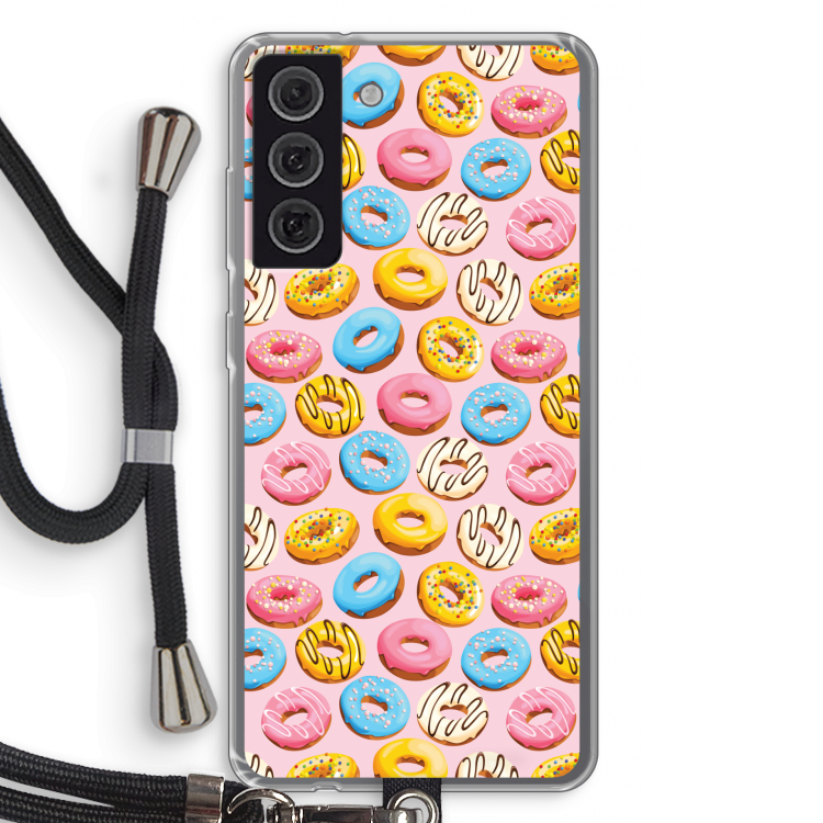 Pink donuts: Samsung Galaxy S21 FE Transparant Hoesje met koord