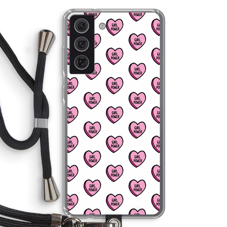 GIRL POWER: Samsung Galaxy S21 FE Transparant Hoesje met koord