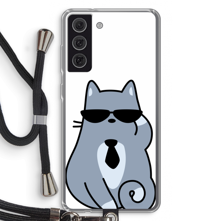 Cool cat: Samsung Galaxy S21 FE Transparant Hoesje met koord