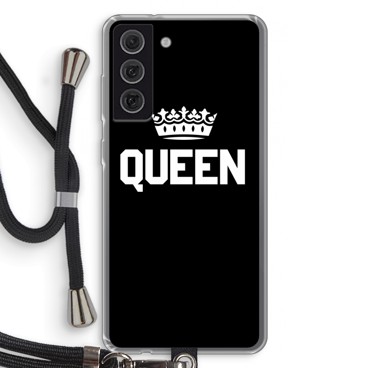 Queen zwart: Samsung Galaxy S21 FE Transparant Hoesje met koord