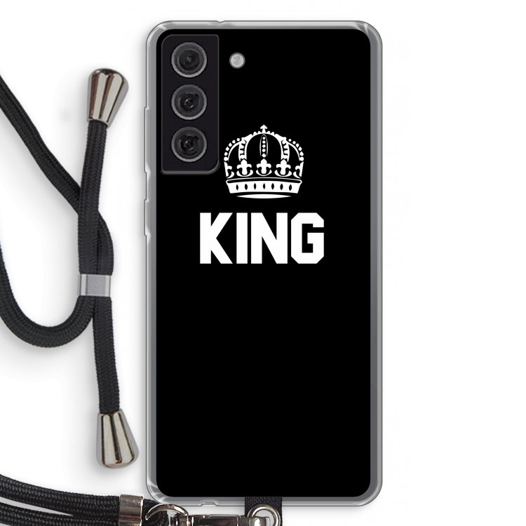 King zwart: Samsung Galaxy S21 FE Transparant Hoesje met koord