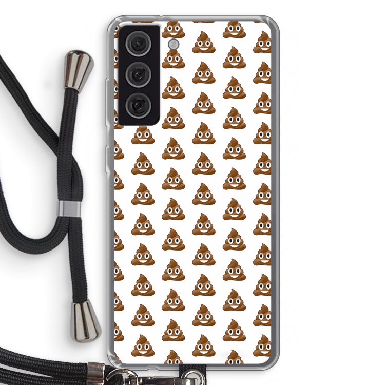 Poop emoji: Samsung Galaxy S21 FE Transparant Hoesje met koord