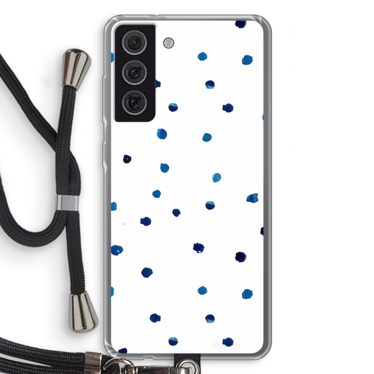 Blauwe stippen: Samsung Galaxy S21 FE Transparant Hoesje met koord