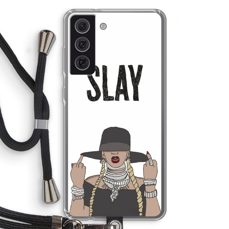 Slay All Day: Samsung Galaxy S21 FE Transparant Hoesje met koord