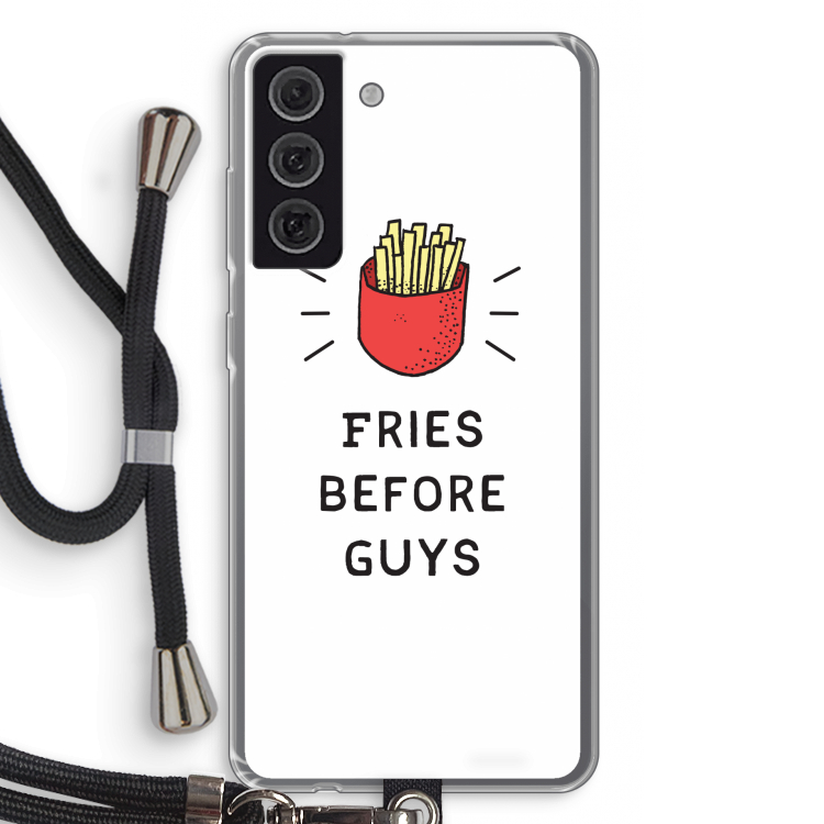 Fries before guys: Samsung Galaxy S21 FE Transparant Hoesje met koord