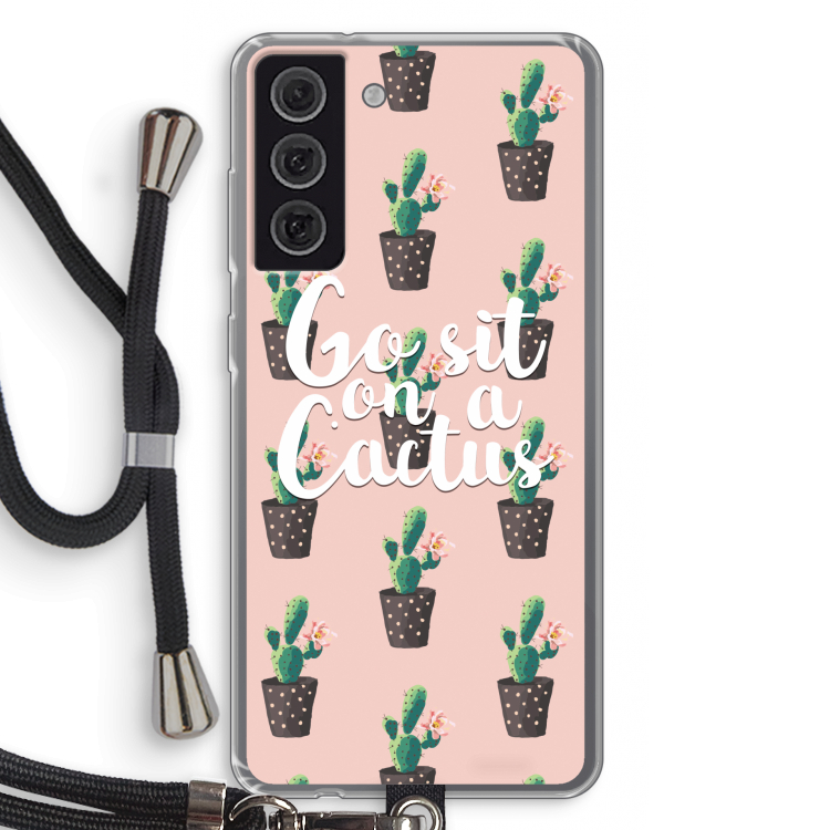 Cactus quote: Samsung Galaxy S21 FE Transparant Hoesje met koord