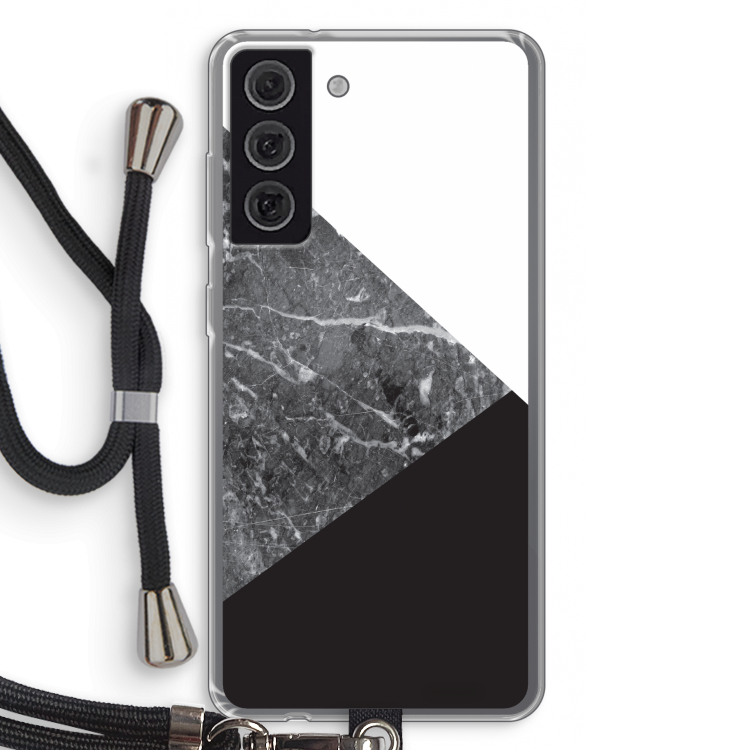 Combinatie marmer: Samsung Galaxy S21 FE Transparant Hoesje met koord