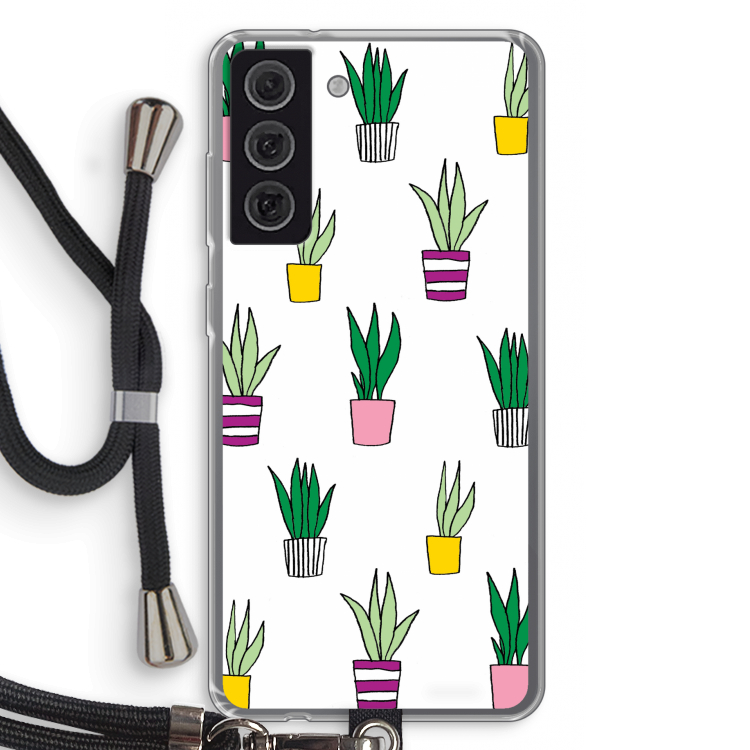 Sanseveria: Samsung Galaxy S21 FE Transparant Hoesje met koord