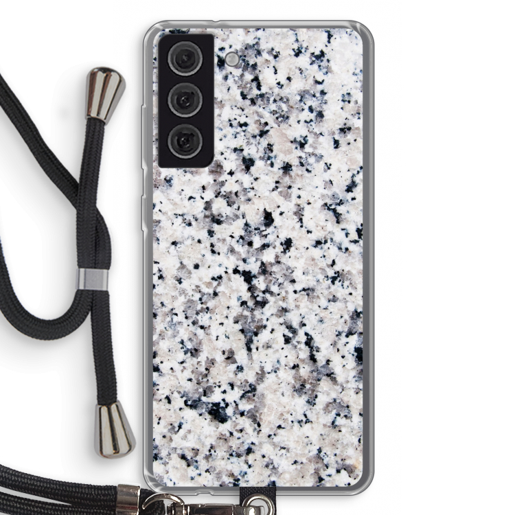 Gespikkelde marmer: Samsung Galaxy S21 FE Transparant Hoesje met koord
