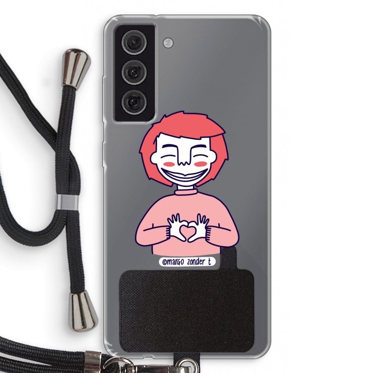 Hartje: Samsung Galaxy S21 FE Transparant Hoesje met koord