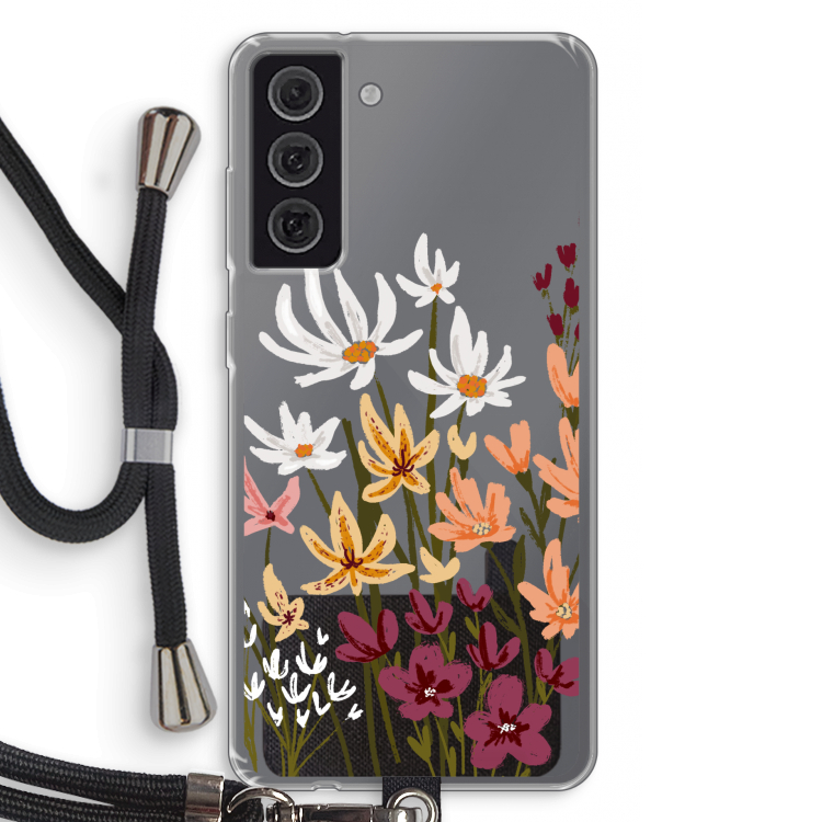 Painted wildflowers: Samsung Galaxy S21 FE Transparant Hoesje met koord