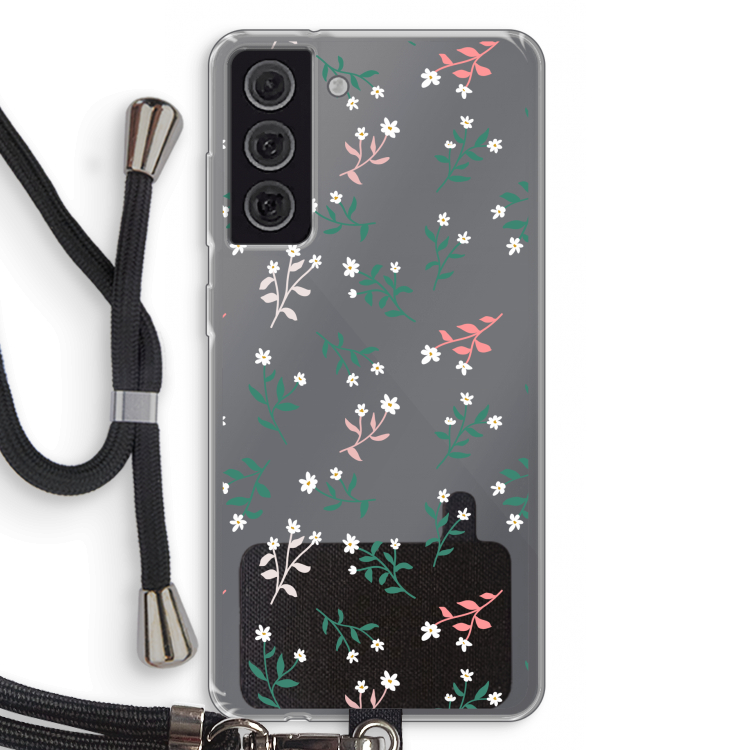 Small white flowers: Samsung Galaxy S21 FE Transparant Hoesje met koord