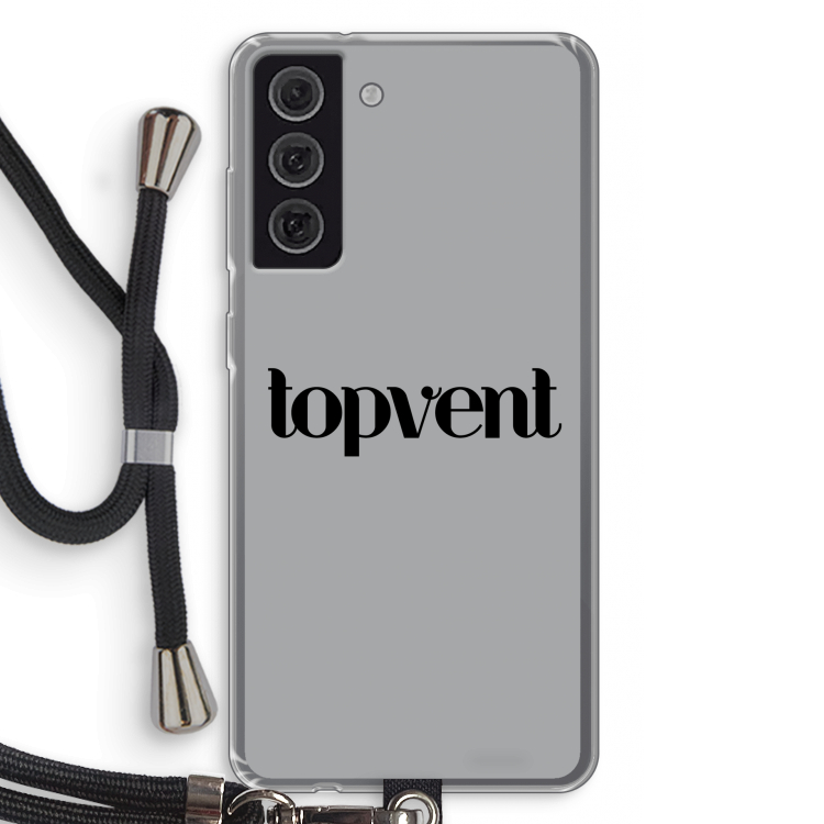 Topvent Grijs Zwart: Samsung Galaxy S21 FE Transparant Hoesje met koord