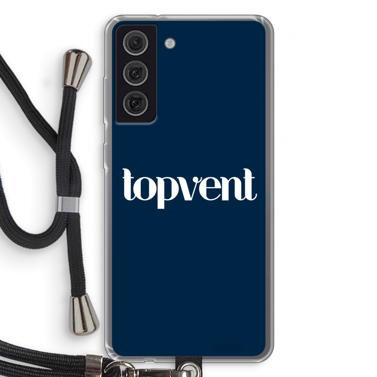 Topvent Navy: Samsung Galaxy S21 FE Transparant Hoesje met koord