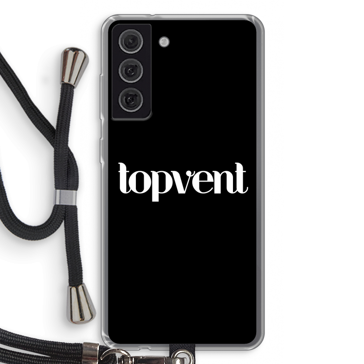 Topvent Zwart: Samsung Galaxy S21 FE Transparant Hoesje met koord