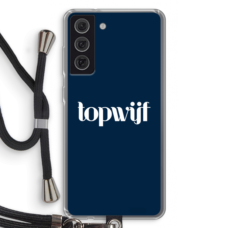 Topwijf Navy: Samsung Galaxy S21 FE Transparant Hoesje met koord