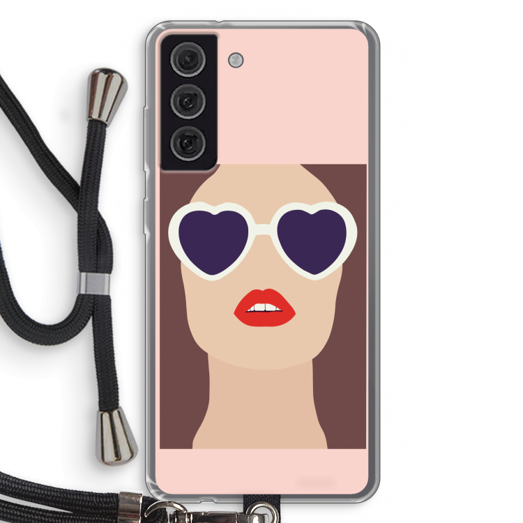 Red lips: Samsung Galaxy S21 FE Transparant Hoesje met koord