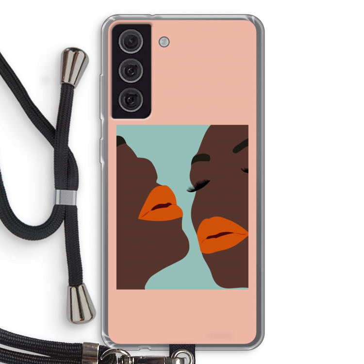 Orange lips: Samsung Galaxy S21 FE Transparant Hoesje met koord