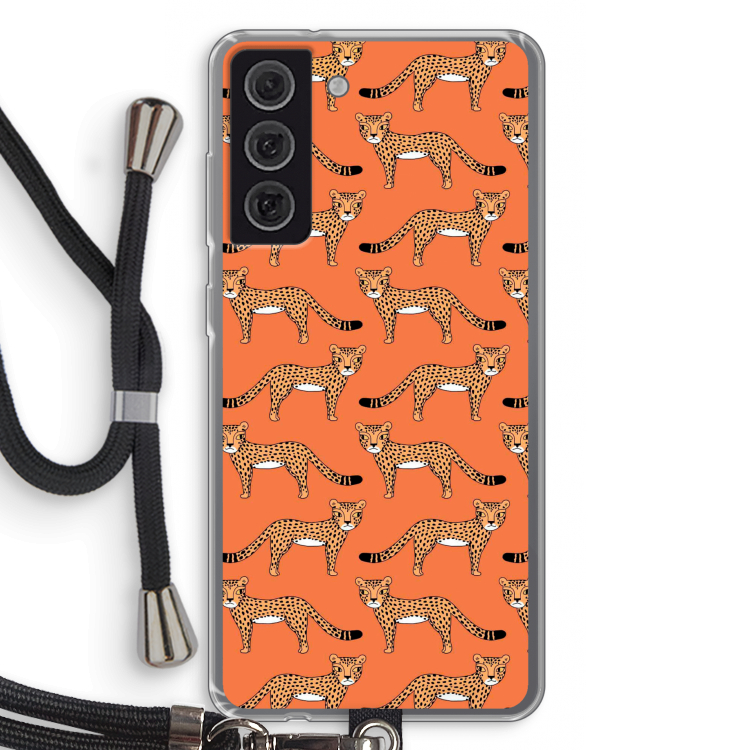 Cheetah: Samsung Galaxy S21 FE Transparant Hoesje met koord