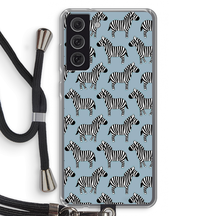 Zebra: Samsung Galaxy S21 FE Transparant Hoesje met koord