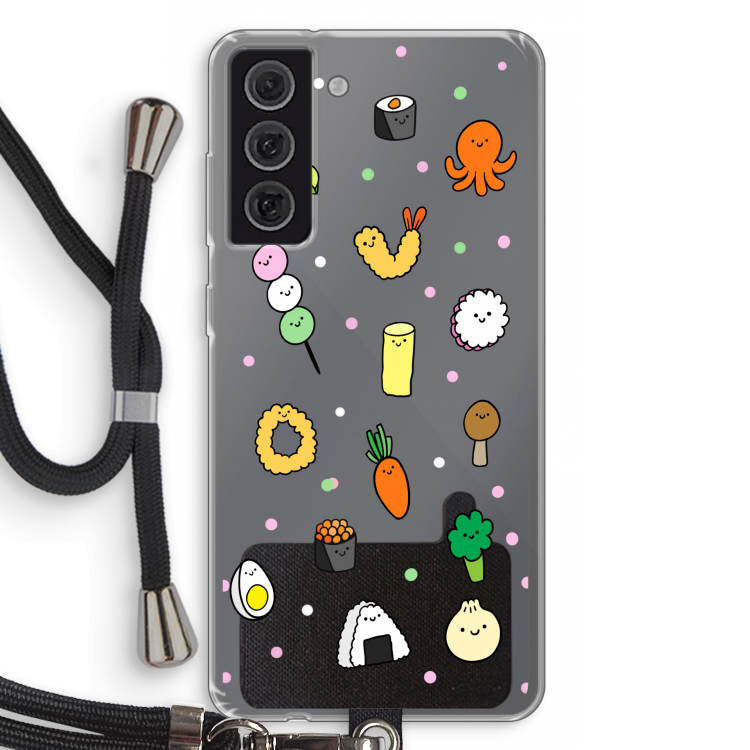 Happy bento friends: Samsung Galaxy S21 FE Transparant Hoesje met koord