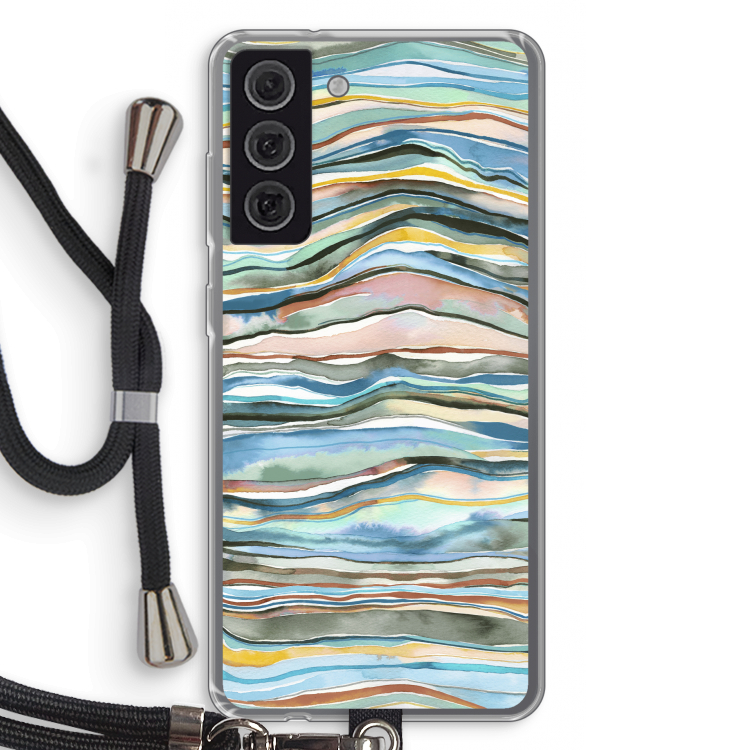 Watercolor Agate: Samsung Galaxy S21 FE Transparant Hoesje met koord