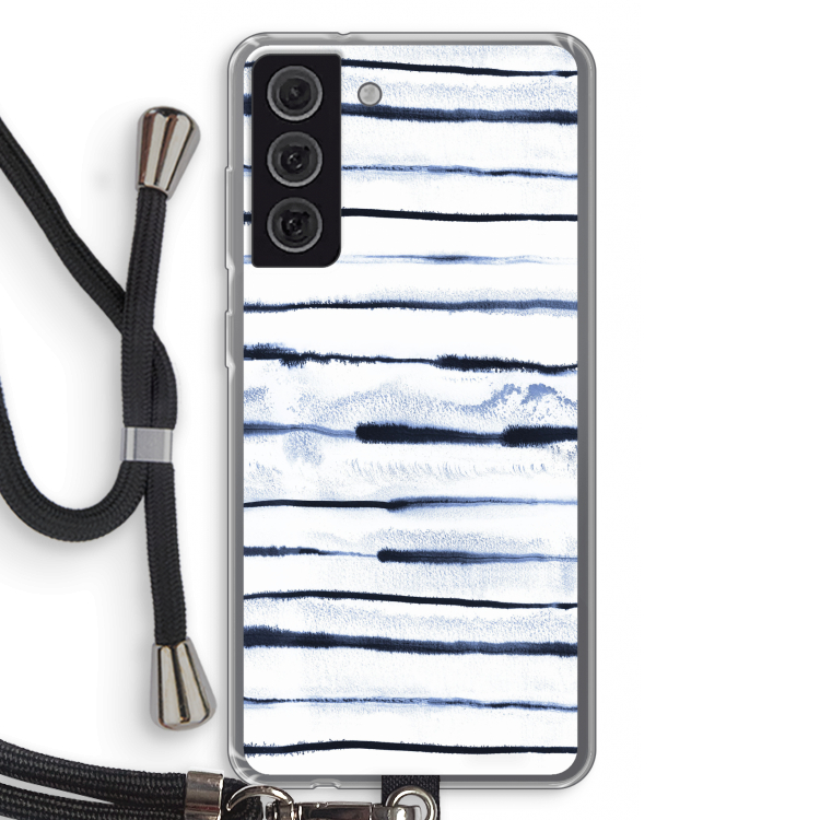 Ink Stripes: Samsung Galaxy S21 FE Transparant Hoesje met koord
