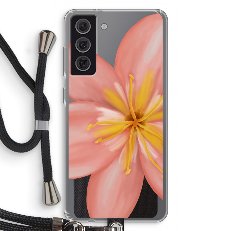 Pink Ellila Flower: Samsung Galaxy S21 FE Transparant Hoesje met koord