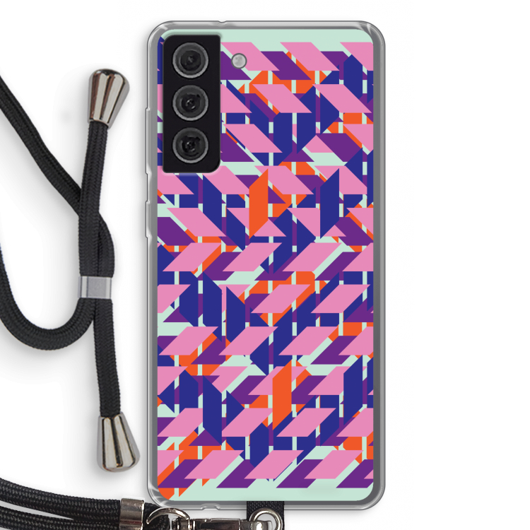 Skew Blush 3: Samsung Galaxy S21 FE Transparant Hoesje met koord