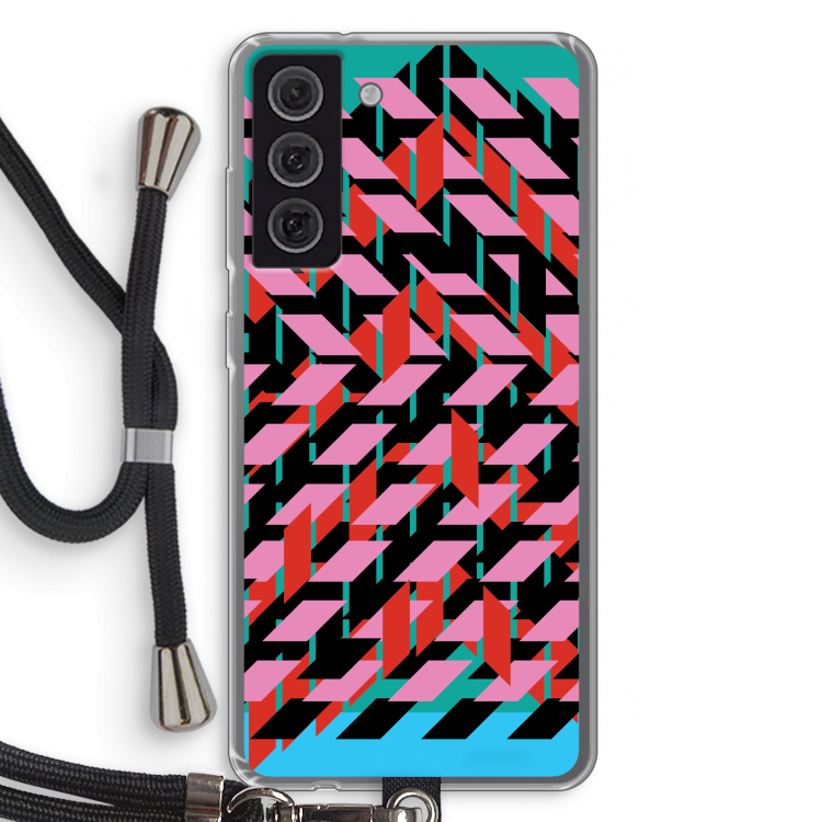Skew Blush 2: Samsung Galaxy S21 FE Transparant Hoesje met koord