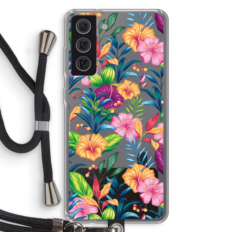 Tropisch 2: Samsung Galaxy S21 FE Transparant Hoesje met koord