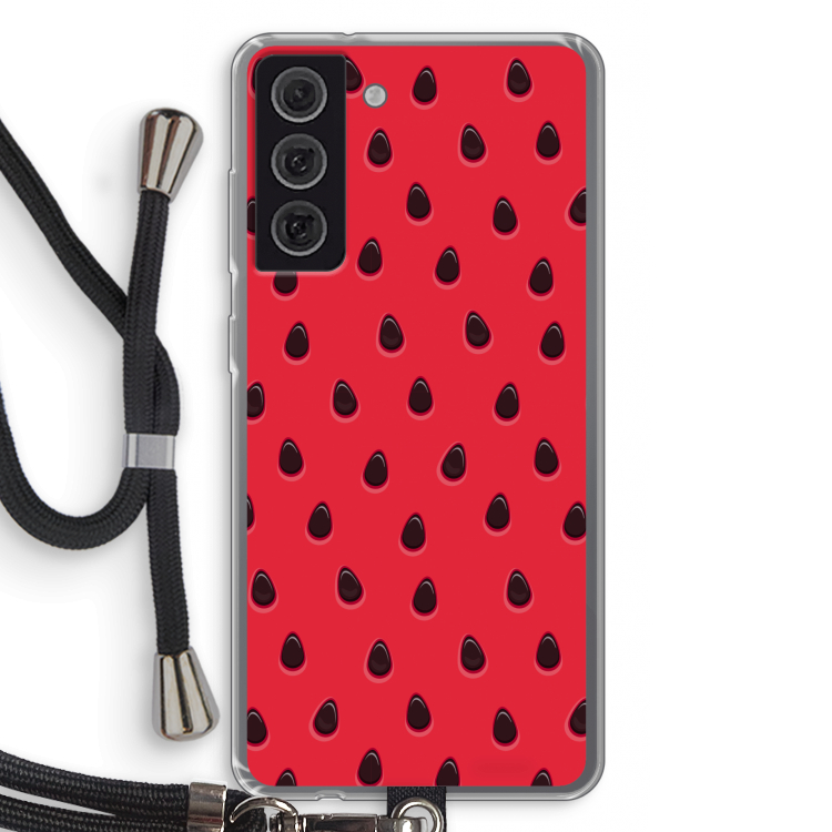 Watermelon: Samsung Galaxy S21 FE Transparant Hoesje met koord