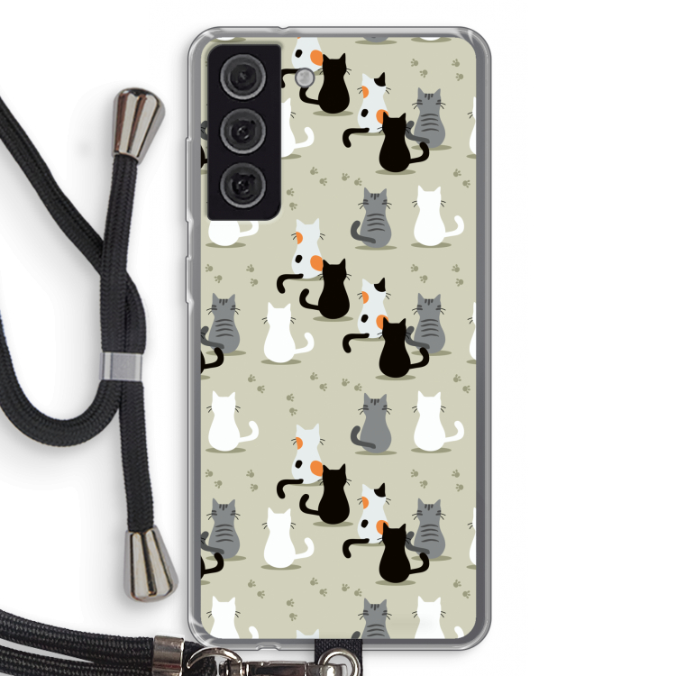 Katten: Samsung Galaxy S21 FE Transparant Hoesje met koord