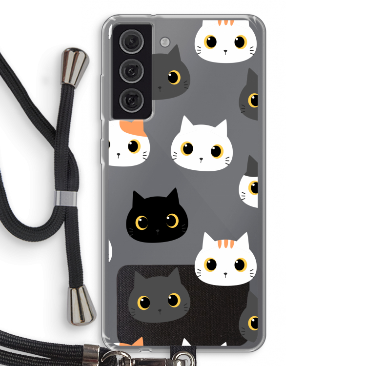 Katten: Samsung Galaxy S21 FE Transparant Hoesje met koord