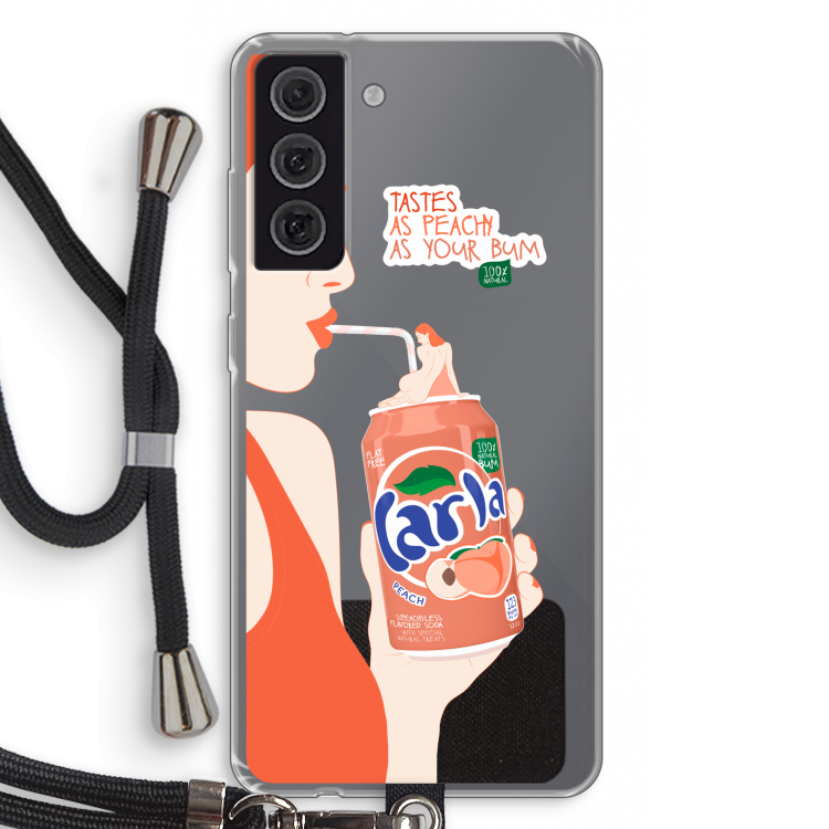 Peach please!: Samsung Galaxy S21 FE Transparant Hoesje met koord