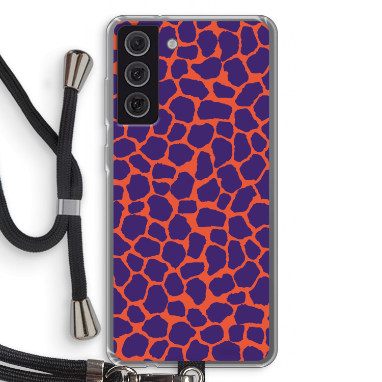 Purple Giraffe: Samsung Galaxy S21 FE Transparant Hoesje met koord