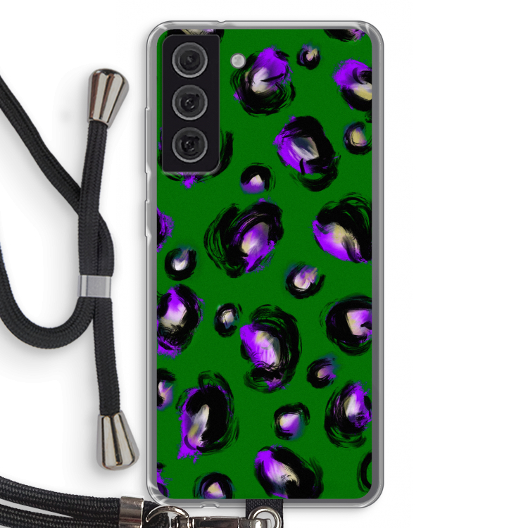 Green Cheetah: Samsung Galaxy S21 FE Transparant Hoesje met koord
