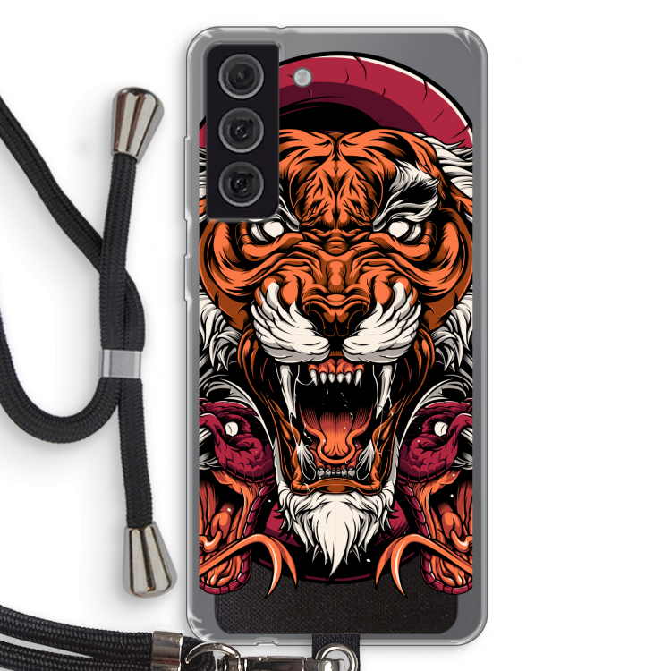 Tiger and Rattlesnakes: Samsung Galaxy S21 FE Transparant Hoesje met koord