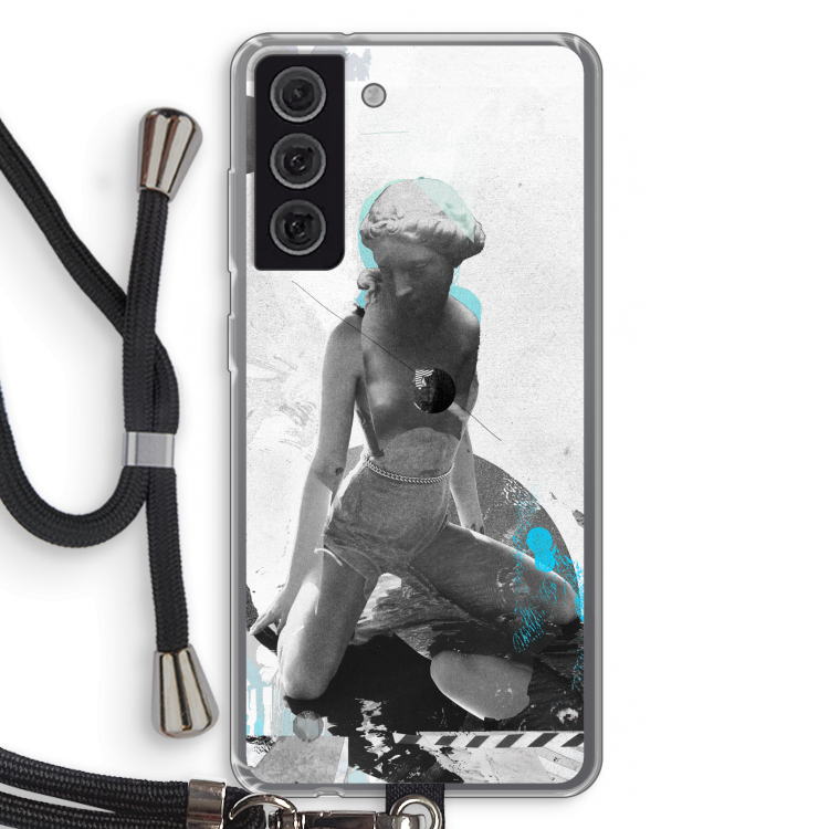 I will not feel a thing: Samsung Galaxy S21 FE Transparant Hoesje met koord